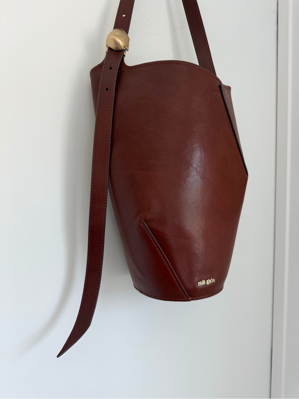 Cult Gaia Aldari Leather Shoulder Bag Cognac Brown - Picture 6 of 15